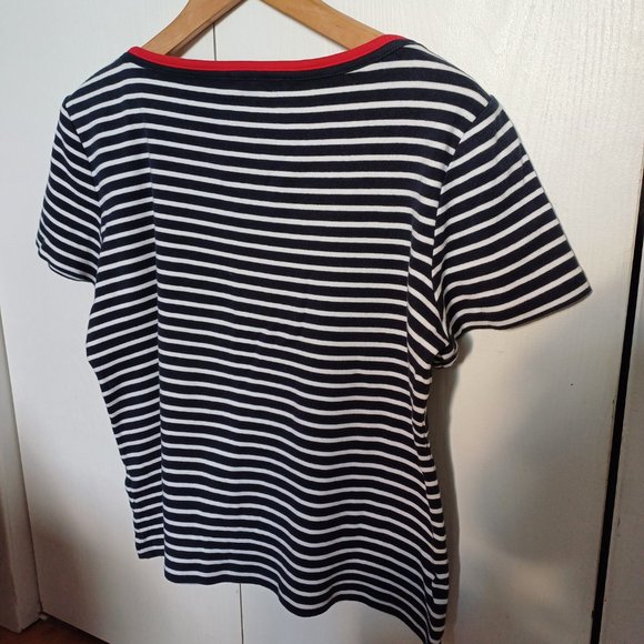 Tommy Hilfiger 𝅺White, Red & Blue Marine Striped Short Sleeves TShirt XL - Picture 8 of 11